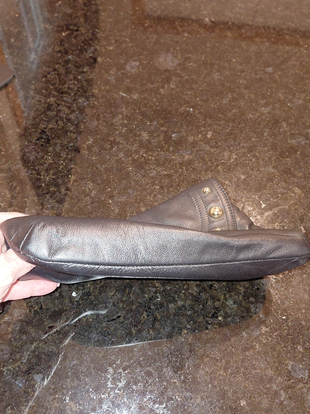 Goldenbleu Y2K Black Leather Clutch with Gold Stud Accents VGVC! - Picture 6 of 9